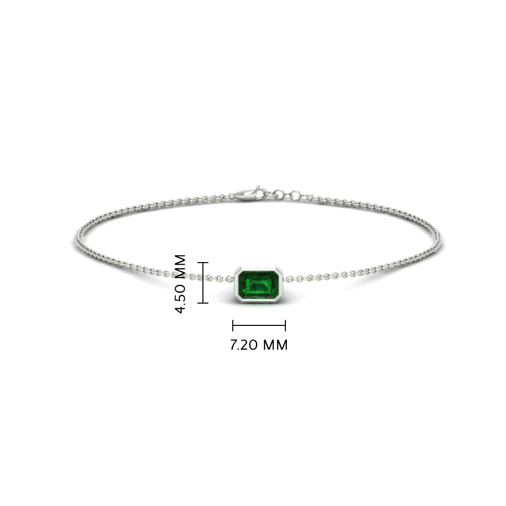 0.25 Ct. Bezel Set Emerald Chain Bracelet
