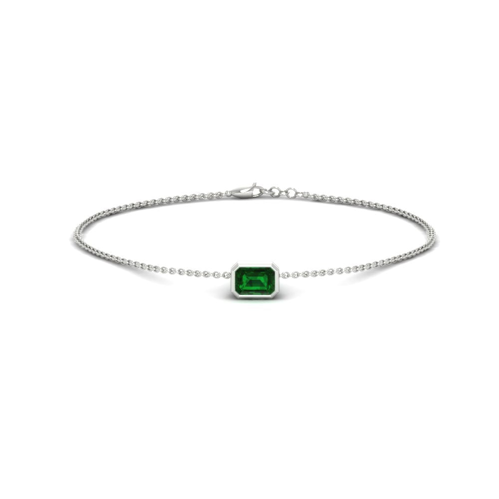 0.25 Ct. Bezel Set Emerald Chain Bracelet