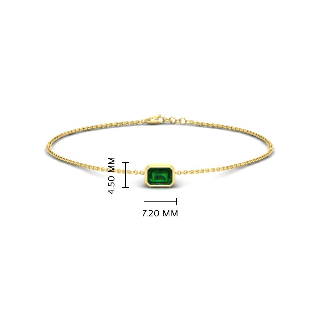 0.25 Ct. Bezel Set Emerald Chain Bracelet