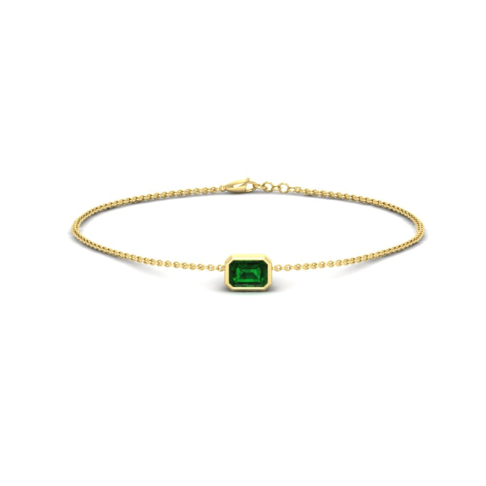 0.25 Ct. Bezel Set Emerald Chain Bracelet