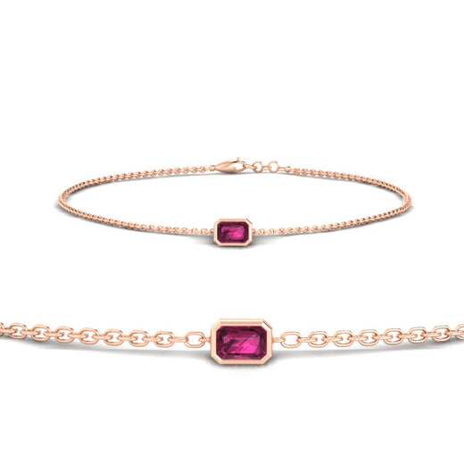 0.25 Ct. Bezel Set Emerald Chain Bracelet