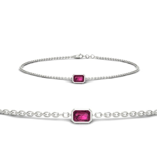 0.25 Ct. Bezel Set Emerald Chain Bracelet