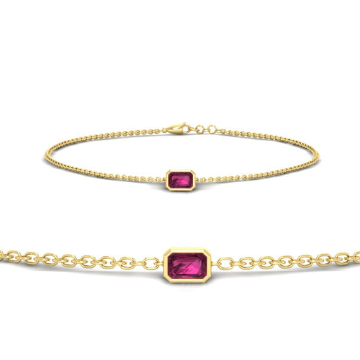 0.25 Ct. Bezel Set Emerald Chain Bracelet