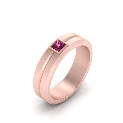 Mens Princess Cut Solitaire Wedding Ring