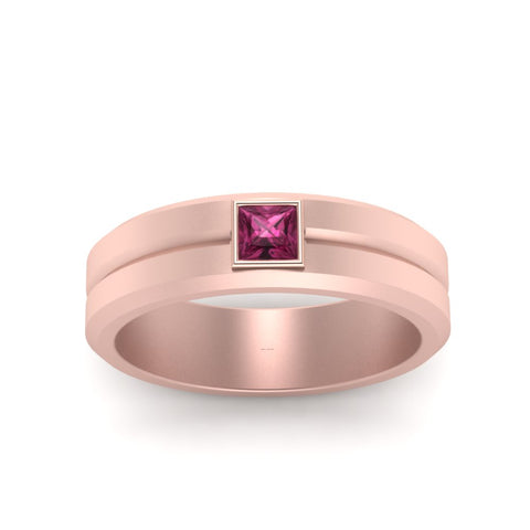 Mens Princess Cut Solitaire Wedding Ring