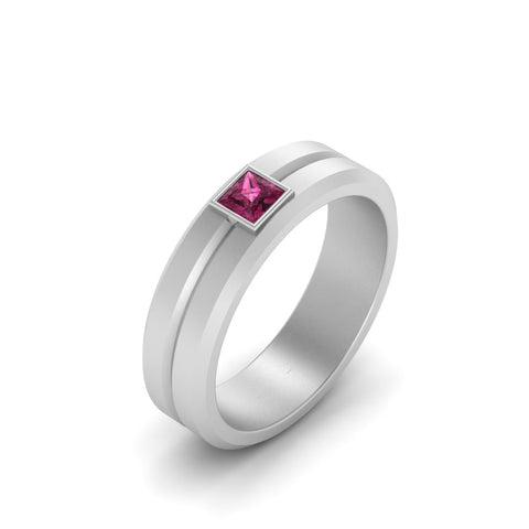 Mens Princess Cut Solitaire Wedding Ring