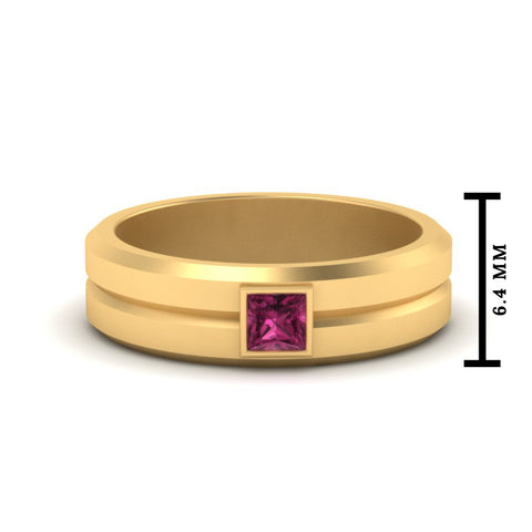 Mens Princess Cut Solitaire Wedding Ring