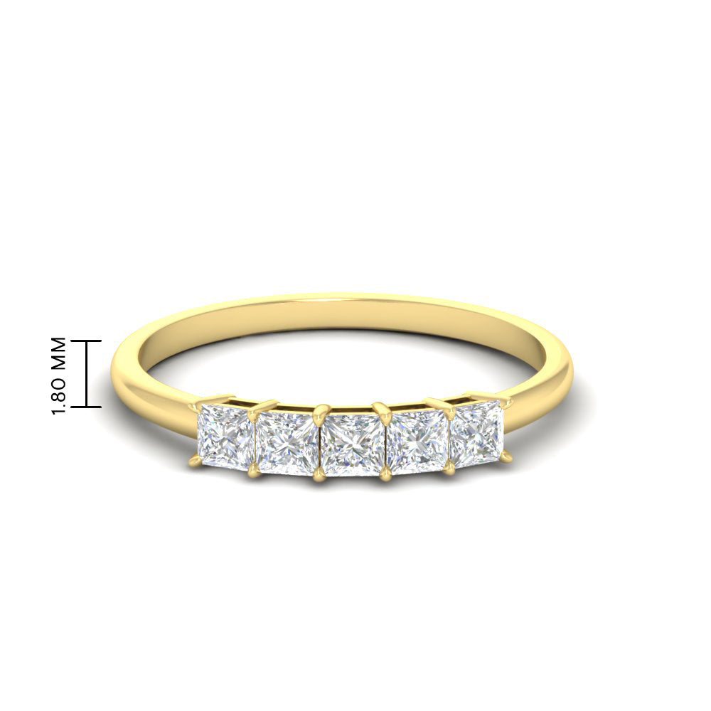 0.25-carat-princess-cut-5-stone-wedding-band-in-yellow-gold-FD8008PRB-0.25CT-NL-YG