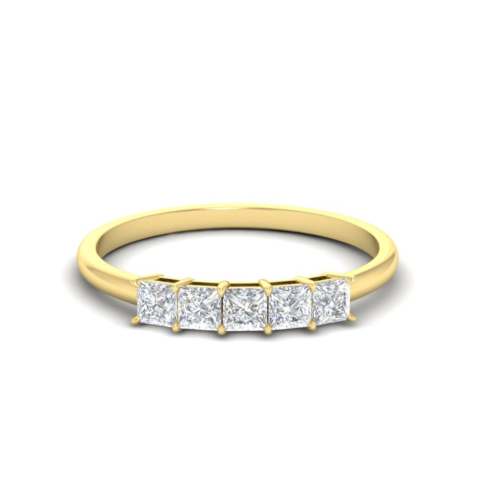 0.25-carat-princess-cut-5-stone-wedding-band-in-yellow-gold-FD8008PRB-0.25CT-NL-YG