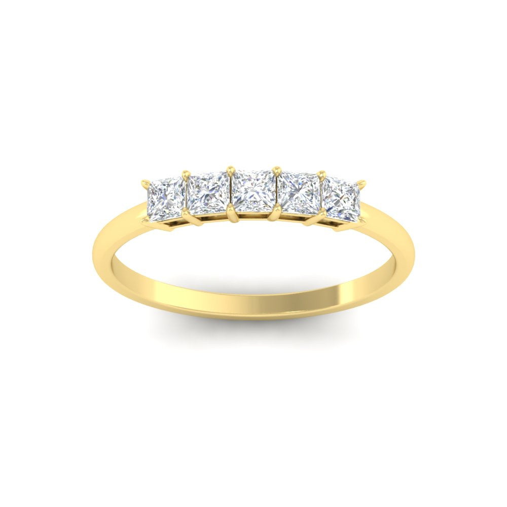 0.25-carat-princess-cut-5-stone-wedding-band-in-yellow-gold-FD8008PRB-0.25CT-NL-YG