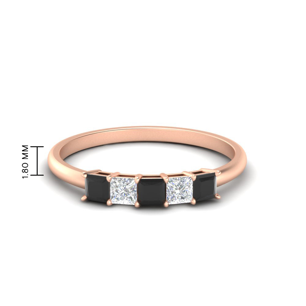 0.25-carat-princess-cut-5-stone-with-black-diamond-wedding-band-in-rose-gold-FD8008PRBGBLACK-0.25CT-NL-RG