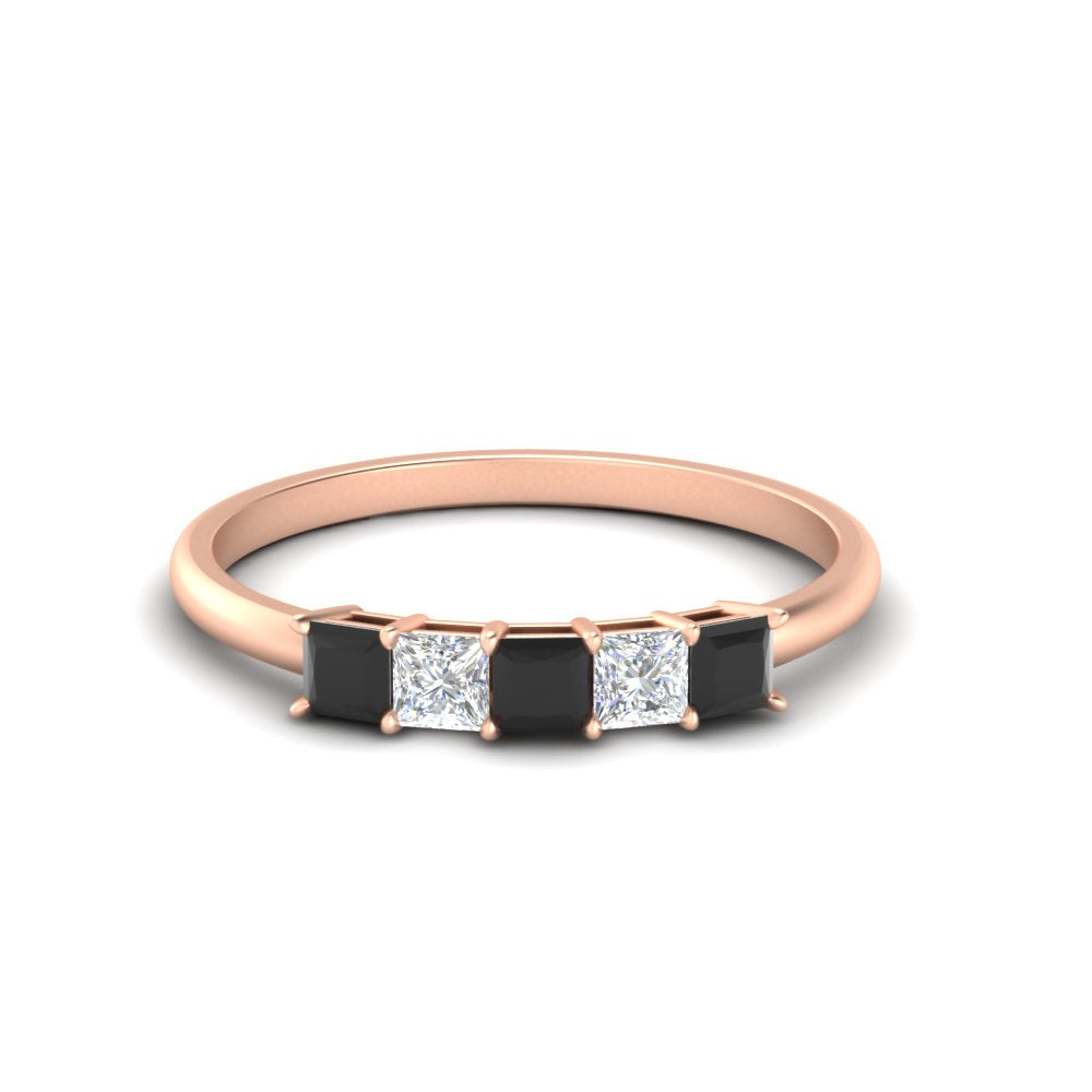 0.25-carat-princess-cut-5-stone-with-black-diamond-wedding-band-in-rose-gold-FD8008PRBGBLACK-0.25CT-NL-RG