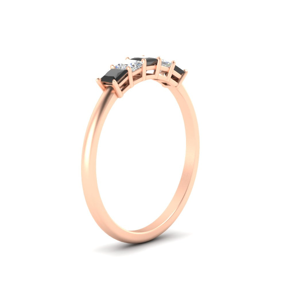 0.25-carat-princess-cut-5-stone-with-black-diamond-wedding-band-in-rose-gold-FD8008PRBGBLACK-0.25CT-NL-RG