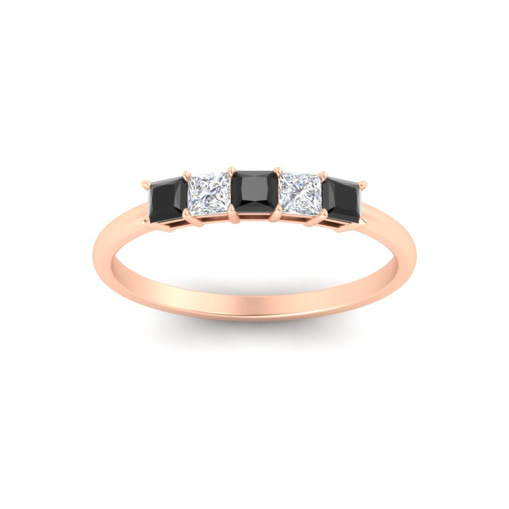 0.25-carat-princess-cut-5-stone-with-black-diamond-wedding-band-in-rose-gold-FD8008PRBGBLACK-0.25CT-NL-RG