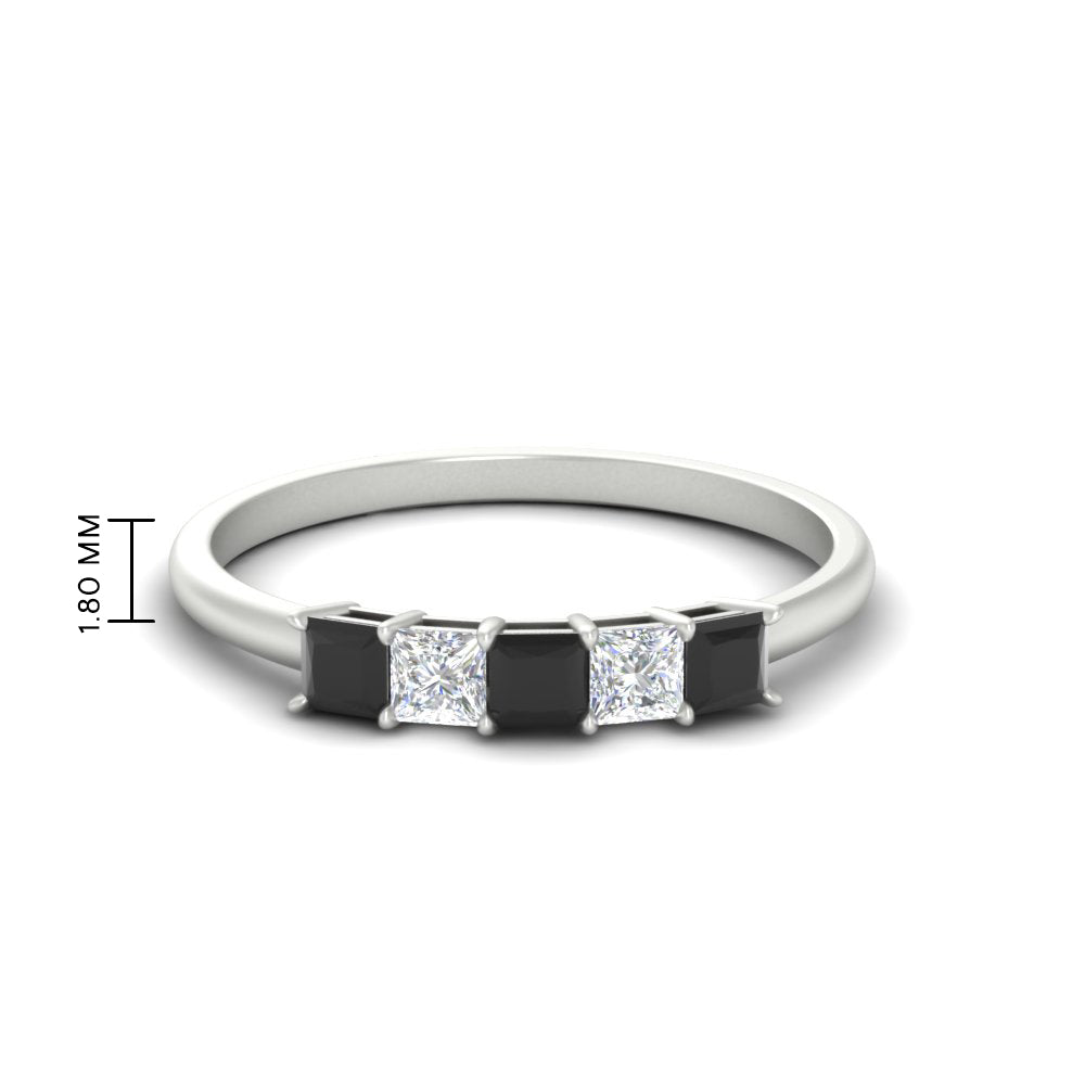 0.25-carat-princess-cut-5-stone-with-black-diamond-wedding-band-in-white-gold-FD8008PRBGBLACK-0.25CT-NL-WG