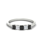 Load image into Gallery viewer, 0.25-carat-princess-cut-5-stone-with-black-diamond-wedding-band-in-white-gold-FD8008PRBGBLACK-0.25CT-NL-WG
