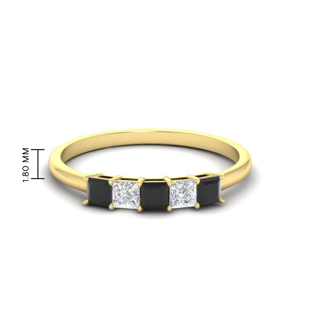 0.25-carat-princess-cut-5-stone-with-black-diamond-wedding-bandin-yellow-gold-FD8008PRBGBLACK-0.25CT-NL-YG