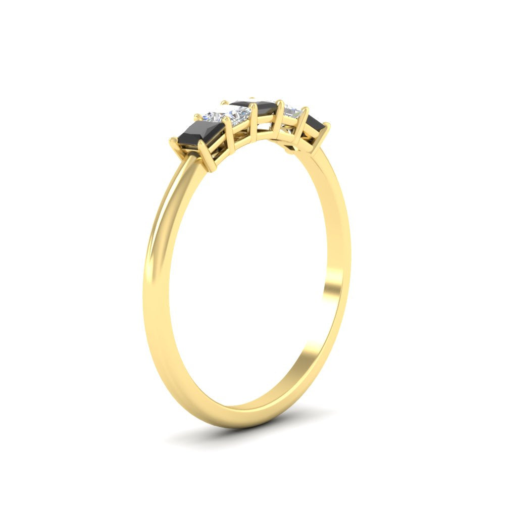 0.25-carat-princess-cut-5-stone-with-black-diamond-wedding-bandin-yellow-gold-FD8008PRBGBLACK-0.25CT-NL-YG