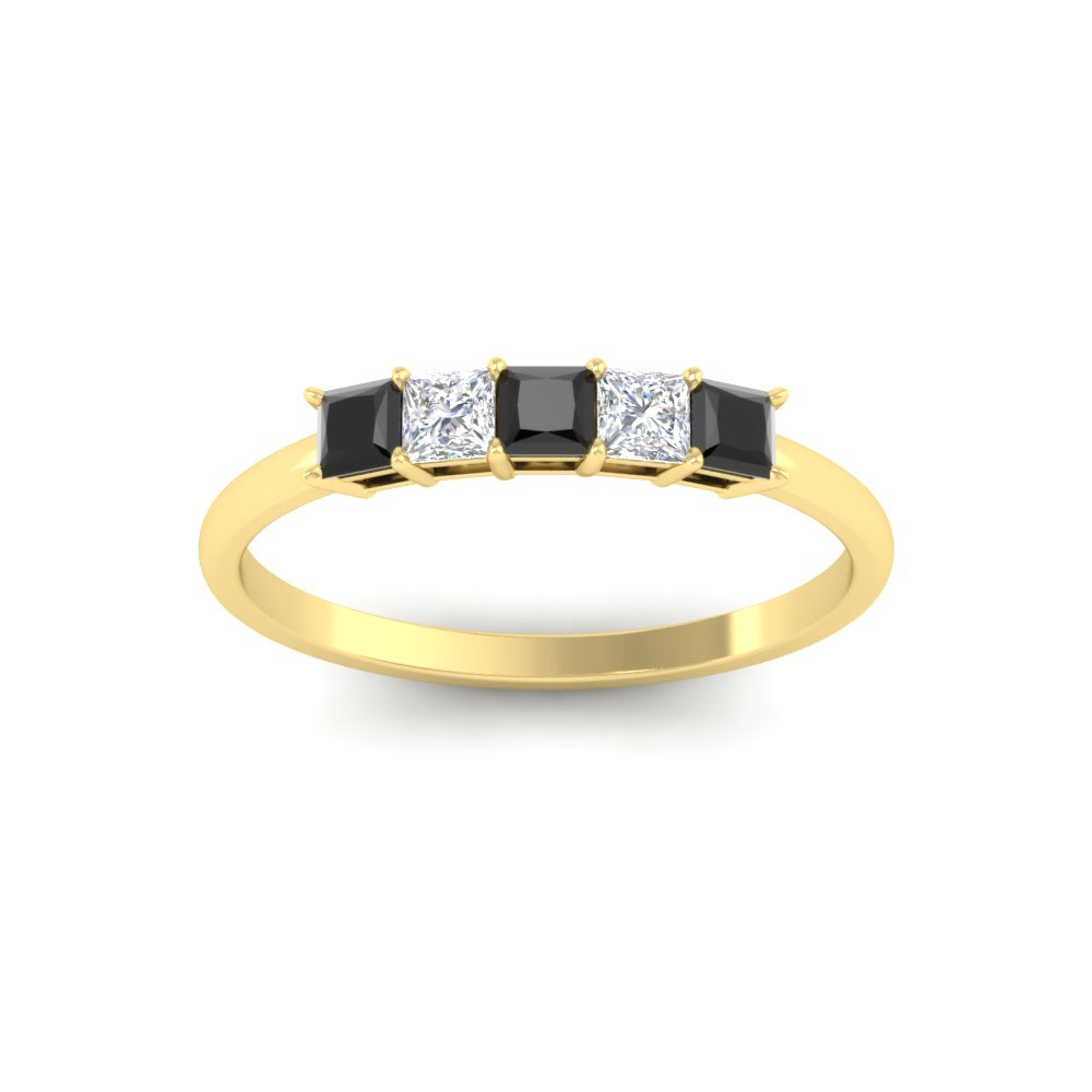 0.25-carat-princess-cut-5-stone-with-black-diamond-wedding-bandin-yellow-gold-FD8008PRBGBLACK-0.25CT-NL-YG