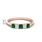 Load image into Gallery viewer, 0.25-carat-princess-cut-5-stone-with-emerald-wedding-band-in-rose-gold-FD8008PRBGEMGR-0.25CT-NL-RG
