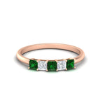 Load image into Gallery viewer, 0.25-carat-princess-cut-5-stone-with-emerald-wedding-band-in-rose-gold-FD8008PRBGEMGR-0.25CT-NL-RG
