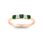 Load image into Gallery viewer, 0.25-carat-princess-cut-5-stone-with-emerald-wedding-band-in-rose-gold-FD8008PRBGEMGR-0.25CT-NL-RG
