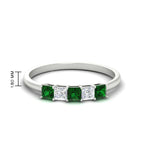Load image into Gallery viewer, 0.25-carat-princess-cut-5-stone-with-emerald-wedding-band-in-white-gold-FD8008PRBGEMGR-0.25CT-NL-WG
