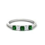 Load image into Gallery viewer, 0.25-carat-princess-cut-5-stone-with-emerald-wedding-band-in-white-gold-FD8008PRBGEMGR-0.25CT-NL-WG

