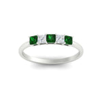 Load image into Gallery viewer, 0.25-carat-princess-cut-5-stone-with-emerald-wedding-band-in-white-gold-FD8008PRBGEMGR-0.25CT-NL-WG
