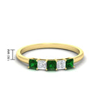 Load image into Gallery viewer, 0.25-carat-princess-cut-5-stone-with-emerald-wedding-bandin-yellow-gold-FD8008PRBGEMGR-0.25CT-NL-YG
