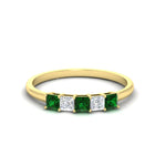 Load image into Gallery viewer, 0.25-carat-princess-cut-5-stone-with-emerald-wedding-bandin-yellow-gold-FD8008PRBGEMGR-0.25CT-NL-YG
