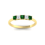 Load image into Gallery viewer, 0.25-carat-princess-cut-5-stone-with-emerald-wedding-bandin-yellow-gold-FD8008PRBGEMGR-0.25CT-NL-YG
