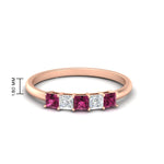 Load image into Gallery viewer, 0.25-carat-princess-cut-5-stone-with-pink-sapphire-wedding-band-in-rose-gold-FD8008PRBGSADRPI-0.25CT-NL-RG
