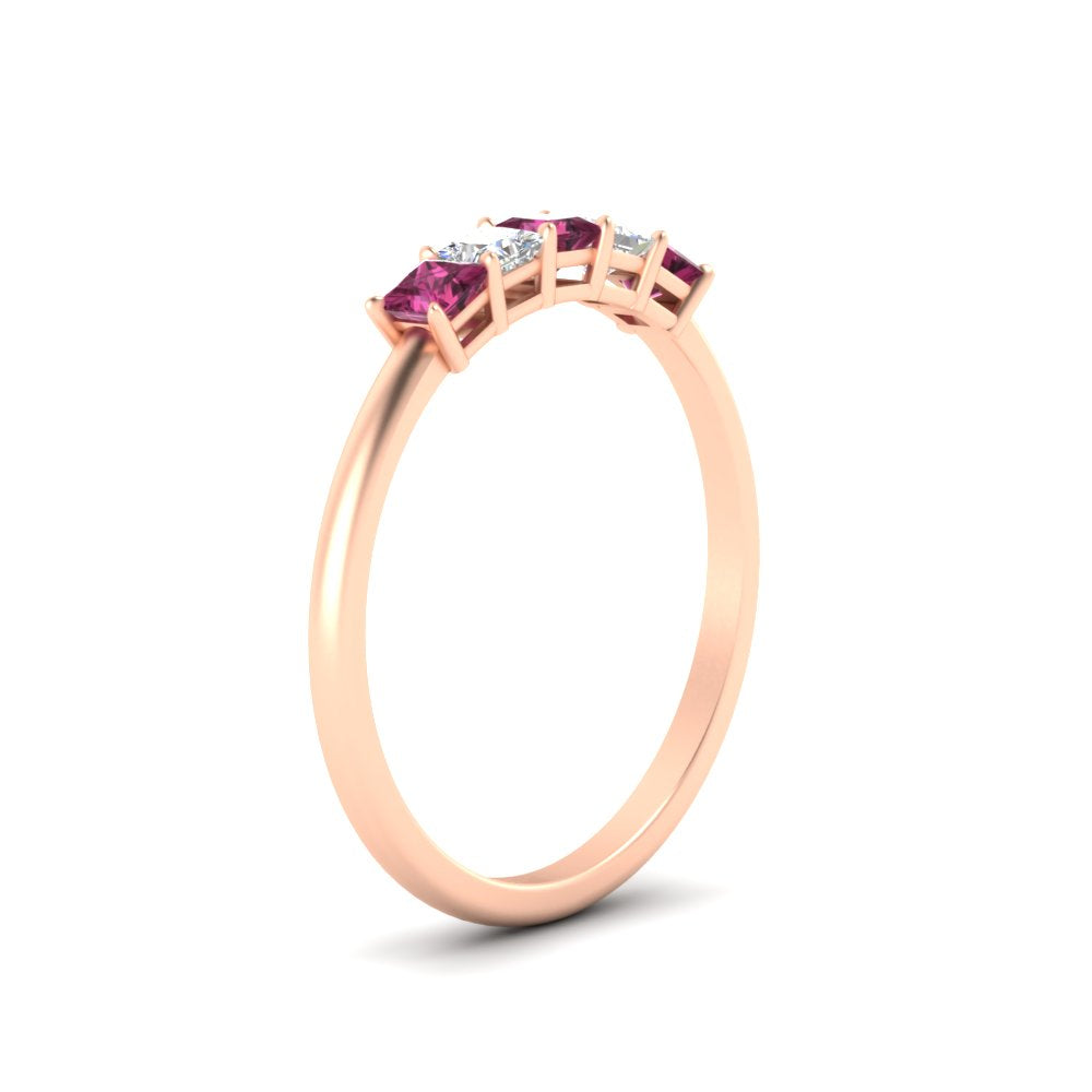 0.25-carat-princess-cut-5-stone-with-pink-sapphire-wedding-band-in-rose-gold-FD8008PRBGSADRPI-0.25CT-NL-RG
