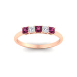 Load image into Gallery viewer, 0.25-carat-princess-cut-5-stone-with-pink-sapphire-wedding-band-in-rose-gold-FD8008PRBGSADRPI-0.25CT-NL-RG
