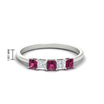 Load image into Gallery viewer, 0.25-carat-princess-cut-5-stone-with-pink-sapphire-wedding-band-in-white-gold-FD8008PRBGSADRPI-0.25CT-NL-WG
