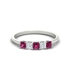 Load image into Gallery viewer, 0.25-carat-princess-cut-5-stone-with-pink-sapphire-wedding-band-in-white-gold-FD8008PRBGSADRPI-0.25CT-NL-WG
