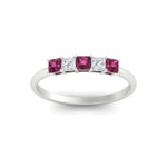 Load image into Gallery viewer, 0.25-carat-princess-cut-5-stone-with-pink-sapphire-wedding-band-in-white-gold-FD8008PRBGSADRPI-0.25CT-NL-WG
