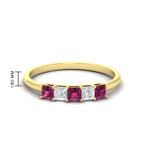 Load image into Gallery viewer, 0.25-carat-princess-cut-5-stone-with-pink-sapphire-wedding-bandin-yellow-gold-FD8008PRBGSADRPI-0.25CT-NL-YG
