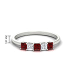 Load image into Gallery viewer, 0.25-carat-princess-cut-5-stone-with-ruby-wedding-band-in-white-gold-FD8008PRBGRUDR-0.25CT-NL-WG
