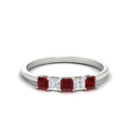 Load image into Gallery viewer, 0.25-carat-princess-cut-5-stone-with-ruby-wedding-band-in-white-gold-FD8008PRBGRUDR-0.25CT-NL-WG
