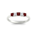 Load image into Gallery viewer, 0.25-carat-princess-cut-5-stone-with-ruby-wedding-band-in-white-gold-FD8008PRBGRUDR-0.25CT-NL-WG
