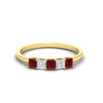 Load image into Gallery viewer, 0.25-carat-princess-cut-5-stone-with-ruby-wedding-bandin-yellow-gold-FD8008PRBGRUDR-0.25CT-NL-YG
