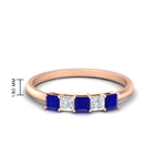 Load image into Gallery viewer, 0.25-carat-princess-cut-5-stone-with-sapphire-wedding-band-in-rose-gold-FD8008PRBGSABL-0.25CT-NL-RG

