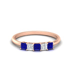 Load image into Gallery viewer, 0.25-carat-princess-cut-5-stone-with-sapphire-wedding-band-in-rose-gold-FD8008PRBGSABL-0.25CT-NL-RG
