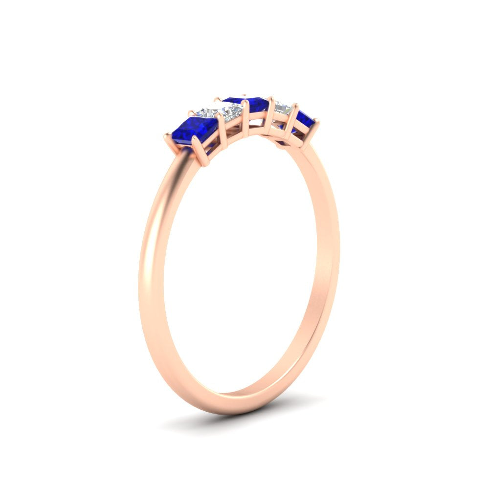 0.25-carat-princess-cut-5-stone-with-sapphire-wedding-band-in-rose-gold-FD8008PRBGSABL-0.25CT-NL-RG