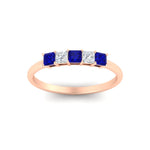 Load image into Gallery viewer, 0.25-carat-princess-cut-5-stone-with-sapphire-wedding-band-in-rose-gold-FD8008PRBGSABL-0.25CT-NL-RG

