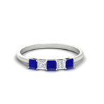 Load image into Gallery viewer, 0.25-carat-princess-cut-5-stone-with-sapphire-wedding-band-in-white-gold-FD8008PRBGSABL-0.25CT-NL-WG
