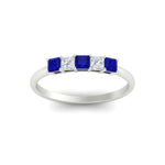 Load image into Gallery viewer, 0.25-carat-princess-cut-5-stone-with-sapphire-wedding-band-in-white-gold-FD8008PRBGSABL-0.25CT-NL-WG
