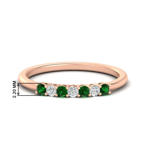0.25-carat-round-emerald-7-stone-wedding-band-in-rose-gold-FD8008B7GEMGR-0.25CT-NL-RG-HW